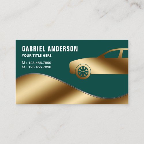 Dark Green Gold Luxury Car Hire Chauffeur Business Card
