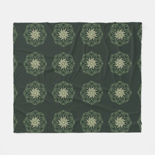 Dark Green & Gold Mandala, Elegant Fleece Blanket
