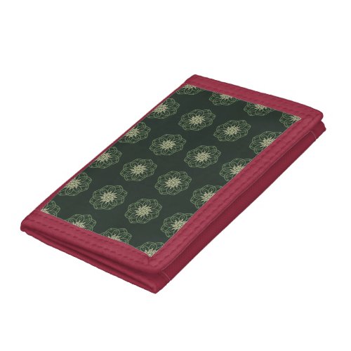 Dark Green & Gold Mandala, Elegant Tri-fold Wallet