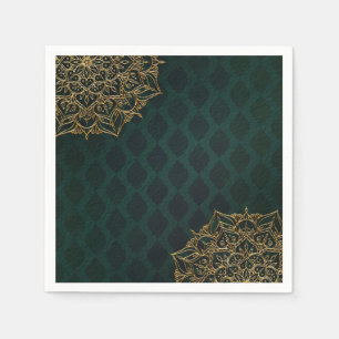 Dark Green & Gold Moroccan Arabian Nights Wedding Napkins