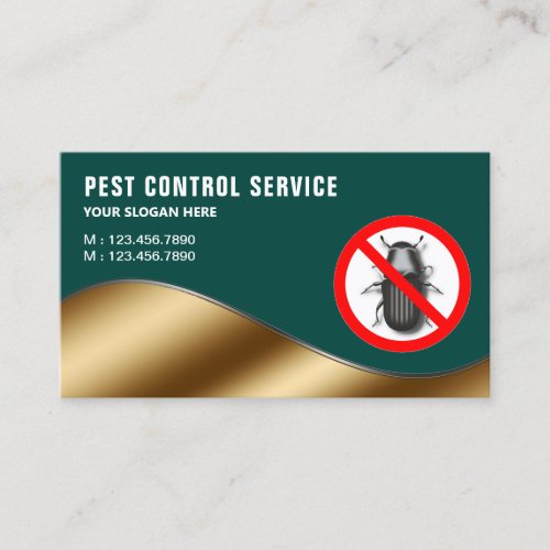 Dark Green Gold Pest Control Service Business Card
