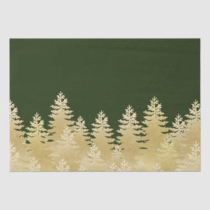 Dark Green Gold Pine Tree Forest Gift Wrapping  Tissue Paper