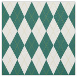 Dark Green | Gold | White Diamond Argyle Pattern Fabric