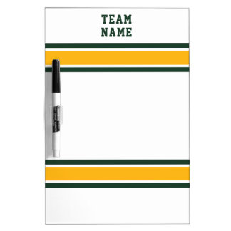 Dark Green Gold White Sports Team Dry Erase Board