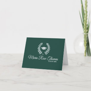 Dark Green Grad Thank you note (4.25" x 5.5"), Card