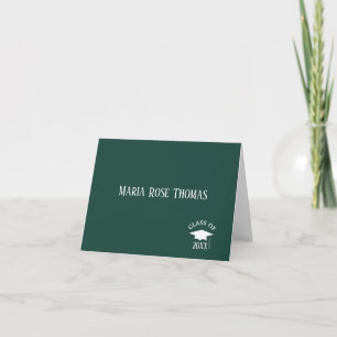 Dark Green Grad Thank you note (4.25" x 5.5") Card