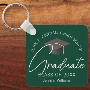 Dark Green Graduate Custom 2025 Graduation Keychain