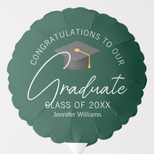 Dark Green Graduate Custom Graduation Party Balloon