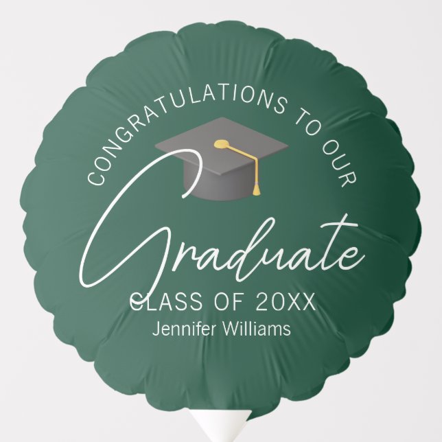 Dark Green Graduate Custom Graduation Party Balloon (Front)