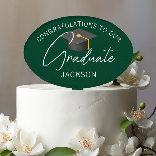 Dark Green Graduate Custom Graduation Party Cake Topper