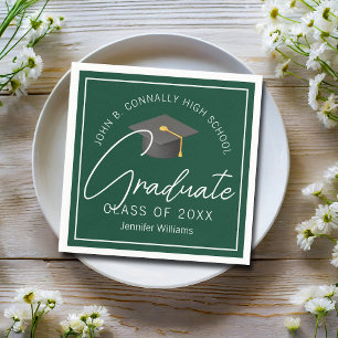 Dark Green Graduate Personalized Graduation Party Napkins