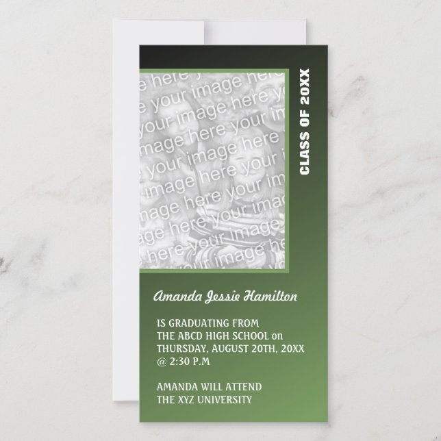 Dark Green Graduation Announcement (Front)
