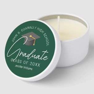 Dark Green Graduation Party Customized Graduate Mini Candle Favors