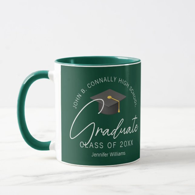 Dark Green Graduation Party Customized Graduate Mug (Left)