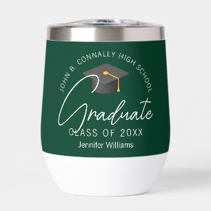 Dark Green Graduation Party Customized Graduate Thermal Wine Tumbler