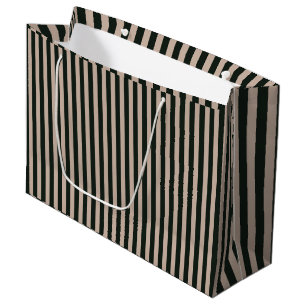 Dark Green Gray Stripes Birthday Large Gift Bag