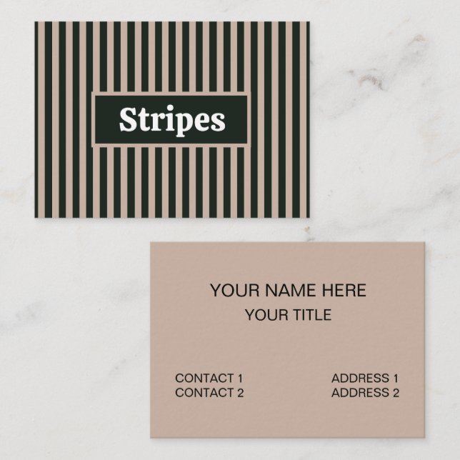 Dark Green Gray Stripes  Business Card (Front/Back)