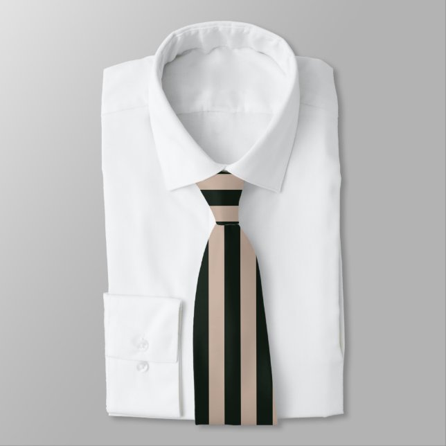 Dark Green Gray Vertical Stripes  Neck Tie (Tied)
