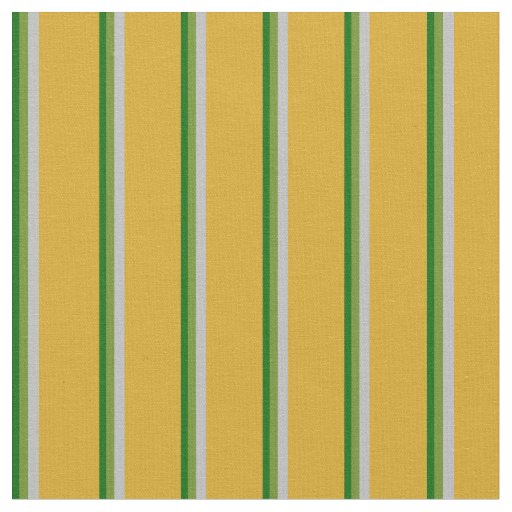 Dark Green, Green, Grey & Goldenrod Lines Fabric