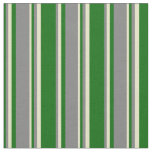 [ Thumbnail: Dark Green, Grey & Pale Goldenrod Colored Pattern Fabric ]