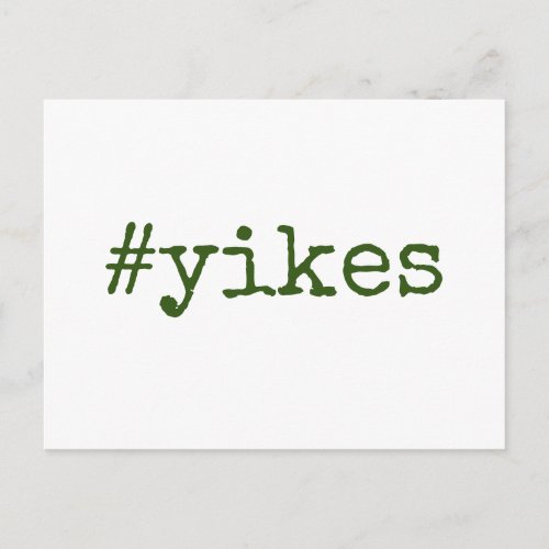 Dark Green Hashtag Yikes Postponed Wedding Postcard