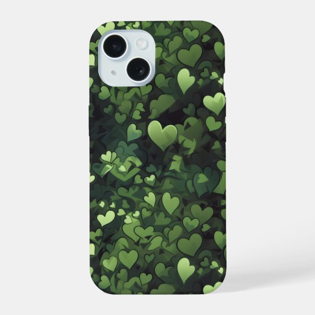 Dark Green Heart Pattern Iphone Case (Back)
