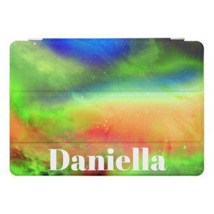 Dark Green Holographic Sky with Custom Name iPad Pro Cover