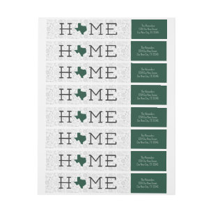 Dark Green HOME Texas Wrap Around Label