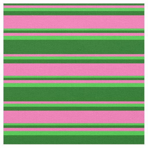 Dark Green, Hot Pink, and Lime Green Stripes Fabric