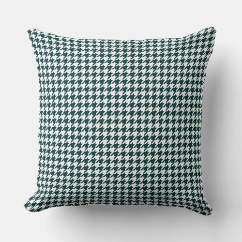 Dark Green Hounds_tooth  patterned Throw Pillow