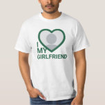 Dark Green I Love My Girlfriend Photo T-Shirt<br><div class="desc">Create your own dark green and brown I Love My Girlfriend Photo Text T-Shirt with this modern and funny shirt template featuring a cool modern sans serif font and girlfriend photo into a huge red heart. Add your own photo, your name or any personalized text. You can easily change the...</div>