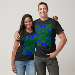 Dark Green in Deep Blue Jasmine Bohemian Floral T-Shirt