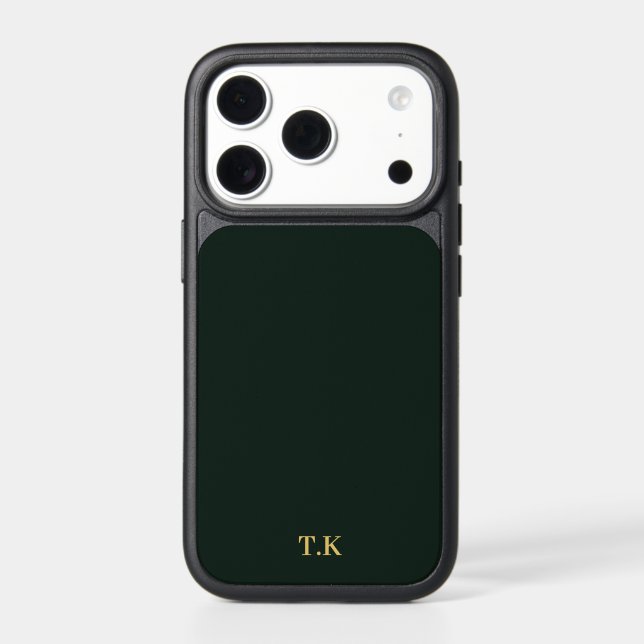 Dark Green iPhone Case Custom Initials (Back)