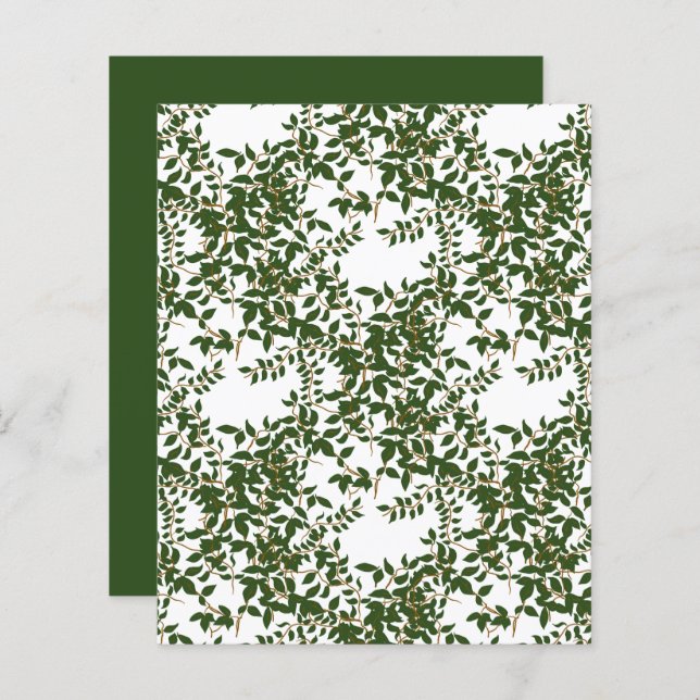 Dark Green Jasmine Vine White Scrapbook Paper (Front/Back)