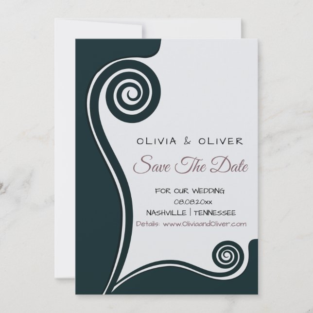 Dark Green Koru - New Beginnings - Save Our Date (Front)