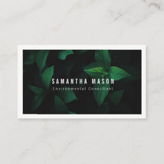 Dark Green Leaf Background Business Card
