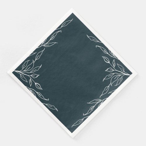 Dark Green Leaf Motif Thanksgiving Party Paper Dinner Napkins