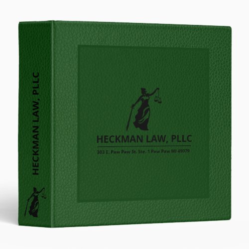 Dark Green Leather Texture Black Justice Scale 3 Ring Binder