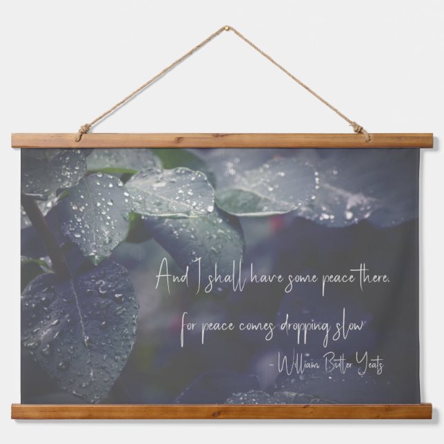 Dark Green Leaves and Raindrops Hanging Tapestry (Front)