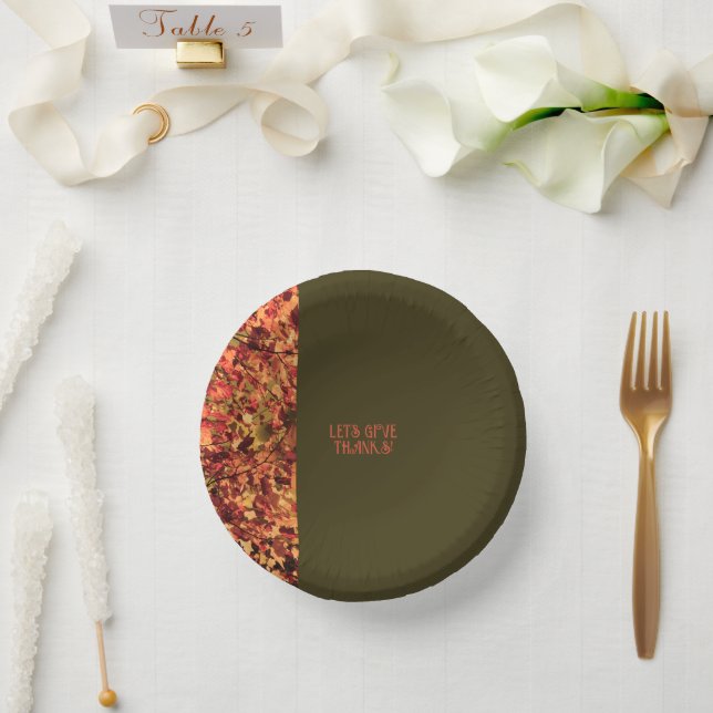 Dark Green Leaves Happy Thanksgiving Give Thanks Paper Bowls (Wedding)