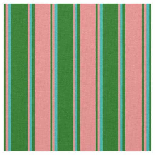 Dark Green, Light Coral, and Light Sea Green Fabric