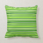 [ Thumbnail: Dark Green, Light Green & Beige Colored Pattern Throw Pillow ]