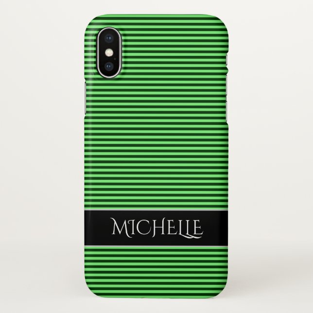 Dark Green & Light Green Stripes/Lines Pattern iPhone Case (Back)