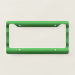 [ Thumbnail: Dark Green & Light Green Stripes/Lines Pattern License Plate Frame ]
