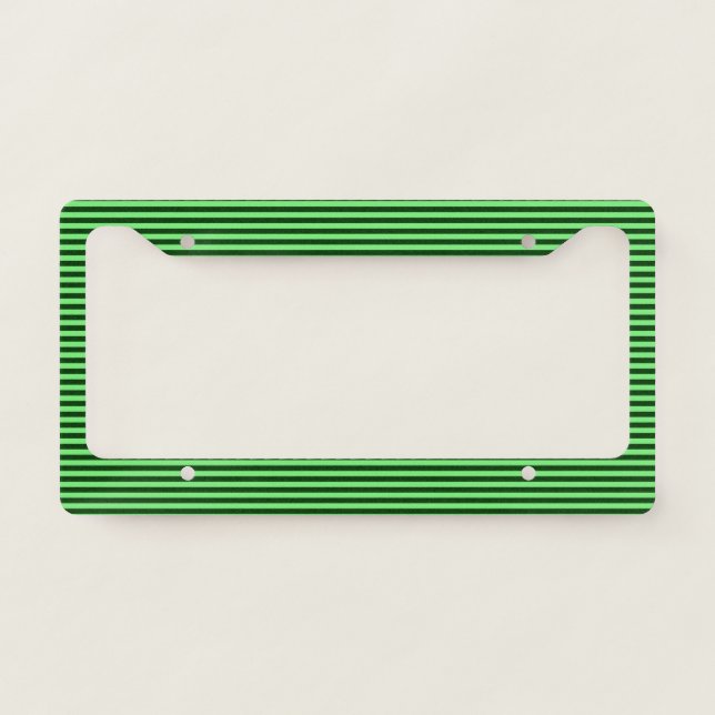 Dark Green & Light Green Stripes/Lines Pattern License Plate Frame (Front)