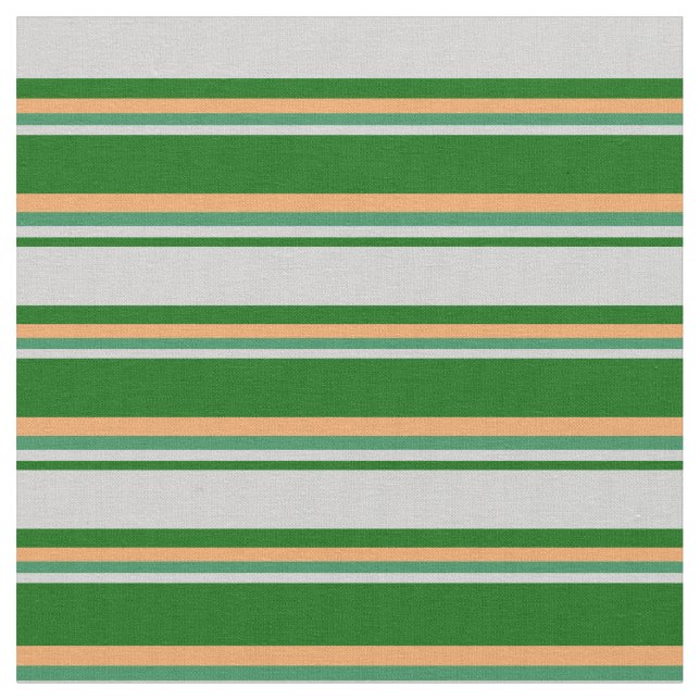 Dark Green, Light Grey, Sea Green & Brown Pattern Fabric (Close Up)