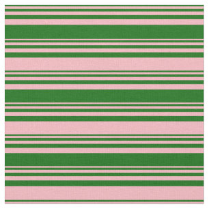 Dark Green & Light Pink Colored Lined Pattern Fabric