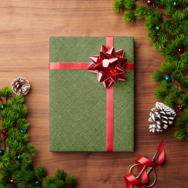 Dark-Green Linen Texture Wrapping Paper (Holiday Gift)