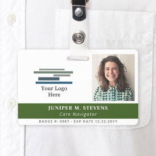Dark Green Logo & Photo Employee ID Badge