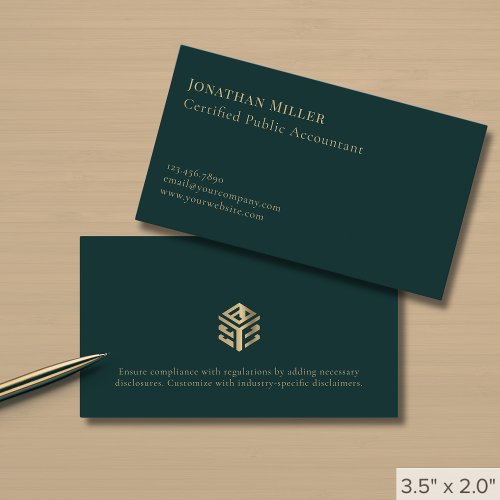 Dark Green Luxury Gold Logo Business Card - Product | North Red Vine